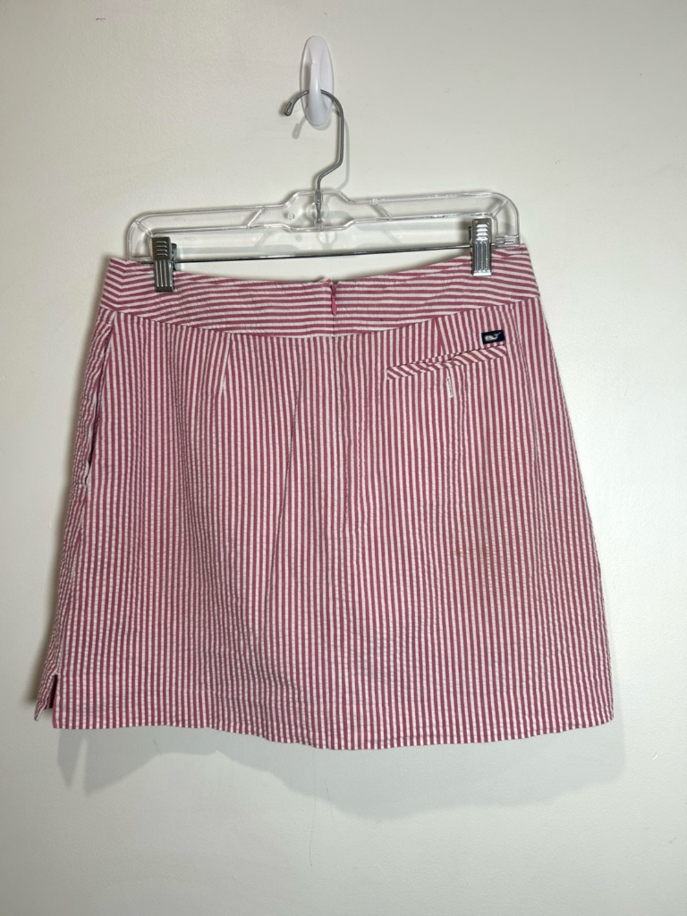 Vineyard Vines Skort Size 6 Pink White Seersucker Pockets Striped Preppy Coastal - Picture 9 of 11